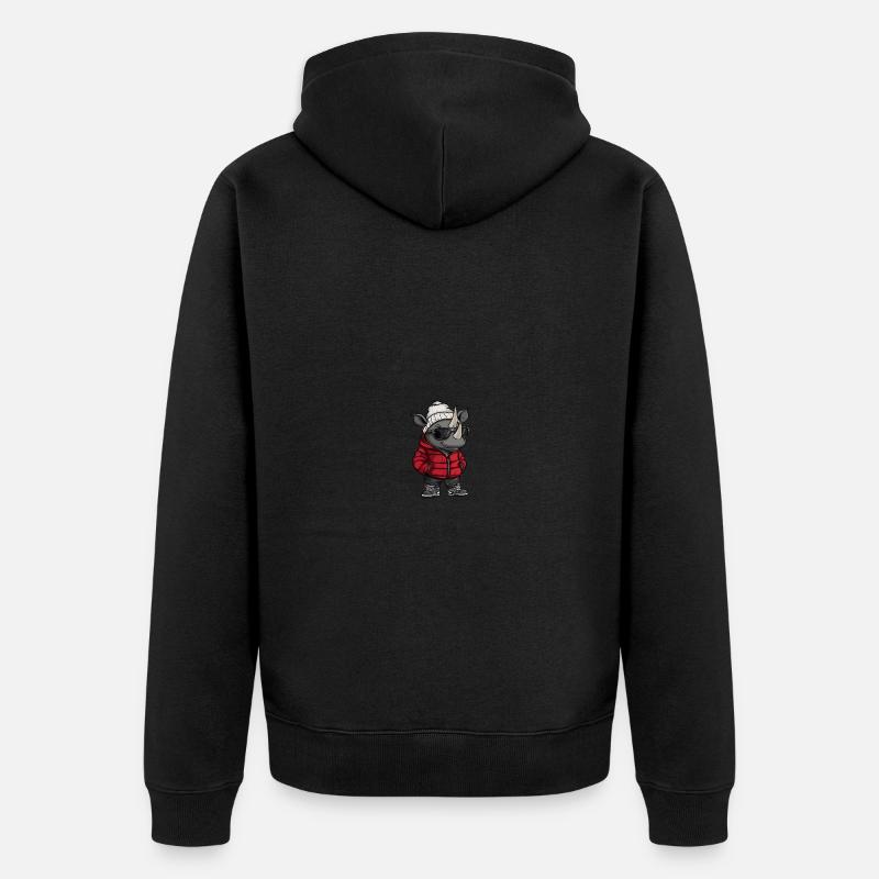 Bande dessinée d’hiver rhinocéros - Veste à capuche bio Premium Unisexe - noir