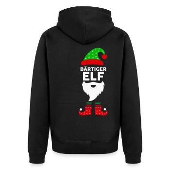 Weinachten Weihnachtself Bärtiger Elf Elfen - Unisex Premium Bio Zip Hoodie - Schwarz - Hinten - Nico (187cm)