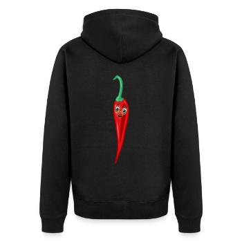 Chilischote Peperoni Küche Köche Koch - Unisex Premium Bio Zip Hoodie - Schwarz - Hinten - Nico (187cm)