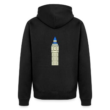 big ben design - Unisex Premium Bio Zip Hoodie - Schwarz - Hinten - Nico (187cm)