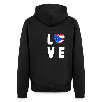Puerto Rico - Unisex Premium Bio Zip Hoodie - Schwarz - Hinten - Nico (187cm)