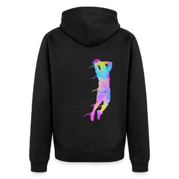 Basketball Colorful Splashes - Unisex Premium Organic Zip Hoodie - black - Back - Nico (187cm)