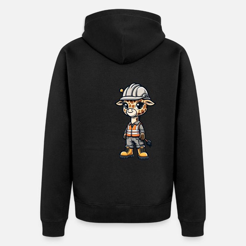 Cute Giraffe Construction Worker - Unisex Premium Bio Zip Hoodie - Schwarz