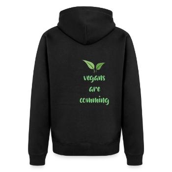 Vegan Vegan Animal Welfare Vegetarian Vegetarian - Unisex Premium Organic Zip Hoodie - black - Back - Nico (187cm)