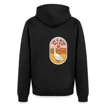 Vie avec des oies, faune, nature, oie mignonne - Veste à capuche bio Premium Unisexe - noir - Dos - Nico (187cm)