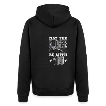 Funktechniker Radio Morse Mörser Hobby Ham - Unisex Premium Bio Zip Hoodie - Schwarz - Hinten - Nico (187cm)