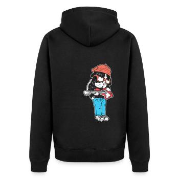 A Rock Star Bandmitglied - Unisex Premium Bio Zip Hoodie - Schwarz - Hinten - Nico (187cm)