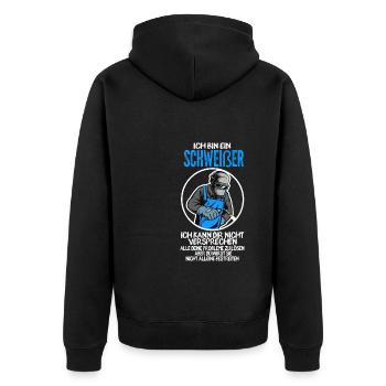 Schweißer Beruf Schweißerei Geschenk - Unisex Premium Bio Zip Hoodie - Schwarz - Hinten - Nico (187cm)