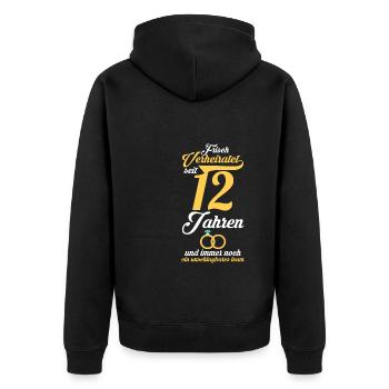 12 Jahre Ehe Ehepaar Nickelhochzeit Geschenk - Unisex Premium Bio Zip Hoodie - Schwarz - Hinten - Nico (187cm)