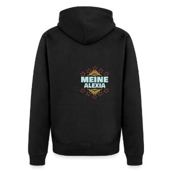 Mädchen Alexia - Unisex Premium Bio Zip Hoodie - Schwarz - Hinten - Nico (187cm)