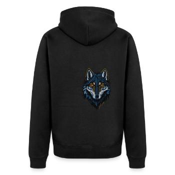Wolf - Unisex Premium Bio Zip Hoodie - Schwarz - Hinten - Nico (187cm)