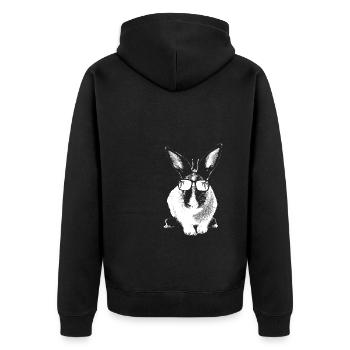 Hase Tierliebhaber Naturfans Sonnenbrille Hasenlie - Unisex Premium Bio Zip Hoodie - Schwarz - Hinten - Nico (187cm)