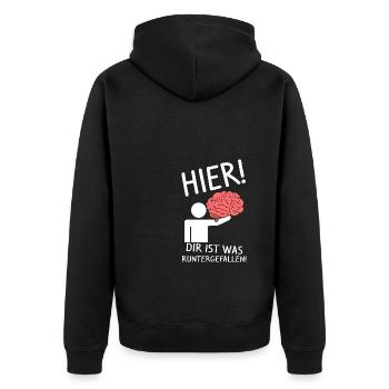 Strich Figur Gehirn Runtergefallen Lustig Spaß Dum - Unisex Premium Bio Zip Hoodie - Schwarz - Hinten - Nico (187cm)