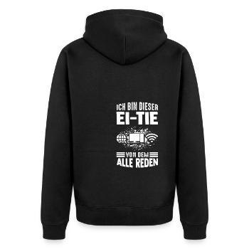 IT Computer PC Beruf Abreit Computer Fan Spruch IT - Unisex Premium Bio Zip Hoodie - Schwarz - Hinten - Nico (187cm)