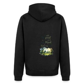Forest Quote - Et dans la forêt je vais - Veste à capuche bio Premium Unisexe - noir - Dos - Nico (187cm)