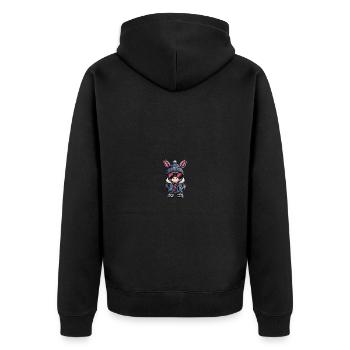 Esel Winter - Unisex Premium Bio Zip Hoodie - Schwarz - Hinten - Nico (187cm)