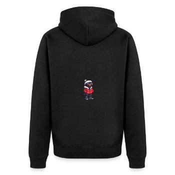 Rabe Krähe Winter - Unisex Premium Bio Zip Hoodie - Schwarz - Hinten - Nico (187cm)