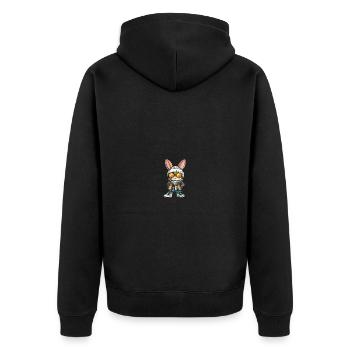 Hase Winter Comic - Unisex Premium Bio Zip Hoodie - Schwarz - Hinten - Nico (187cm)