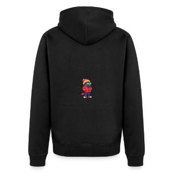 Papagai Winter Comic - Unisex Premium Bio Zip Hoodie - Schwarz - Hinten - Nico (187cm)
