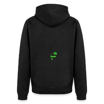 Fortwirt Andon - Unisex Premium Bio Zip Hoodie - Schwarz - Hinten - Nico (187cm)