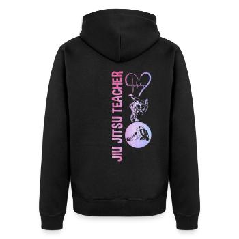 Brazilian Jiu Jitsu MMA Bjj Hugger - Unisex Premium Bio Zip Hoodie - Schwarz - Hinten - Nico (187cm)