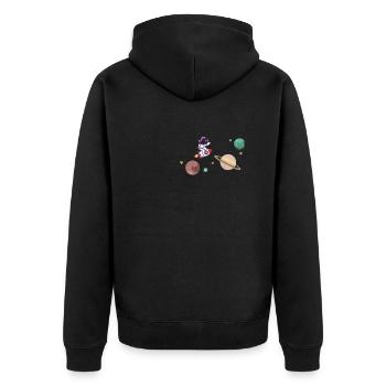 Astronaut on rocket in space - Unisex Premium Organic Zip Hoodie - black - Back - Nico (187cm)