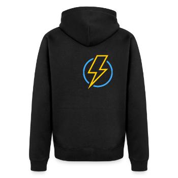 Lightning - Unisex Premium Organic Zip Hoodie - black - Back - Nico (187cm)