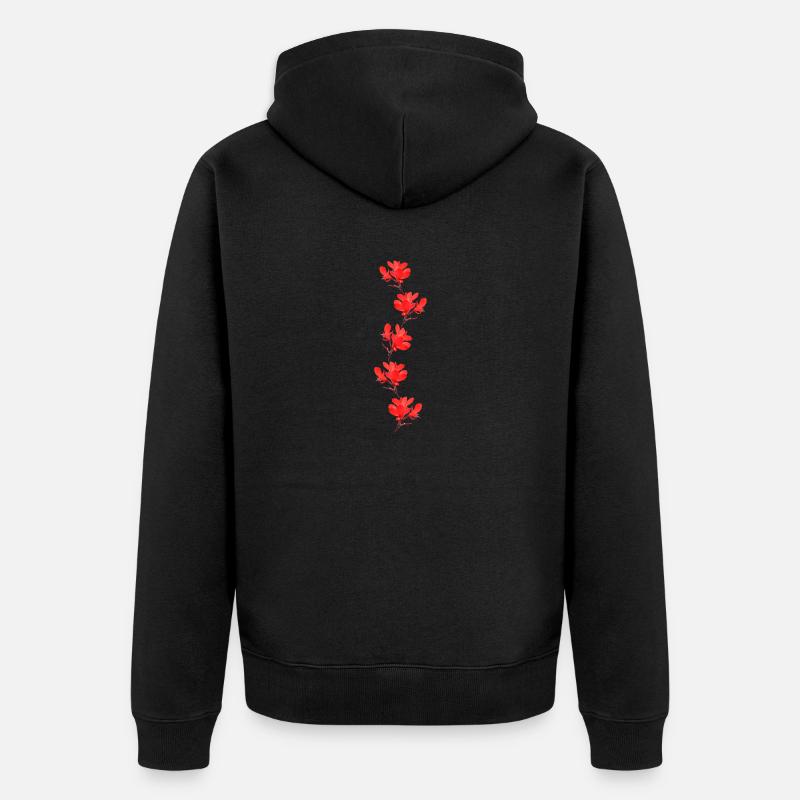 fleurs rouges - Veste à capuche bio Premium Unisexe - noir