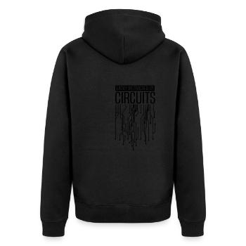 Citation ironique distrait par les circuits - Veste à capuche bio Premium Unisexe - noir - Dos - Nico (187cm)