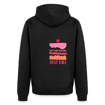 Cake Hotline Just Call Pasty Baking Cake Artist - Unisex Premium Organic Zip Hoodie - black - Back - Nico (187cm)