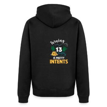 Pretty Intents - Unisex Premium Bio Zip Hoodie - Schwarz - Hinten - Nico (187cm)