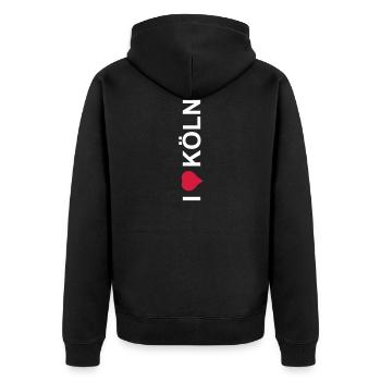 I love Koeln Geschenk Geschenkidee Liebe - Unisex Premium Bio Zip Hoodie - Schwarz - Hinten - Nico (187cm)