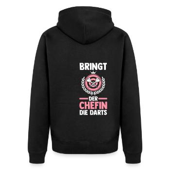Darten Darts Dartpfeile Geschenk - Unisex Premium Bio Zip Hoodie - Schwarz - Hinten - Nico (187cm)