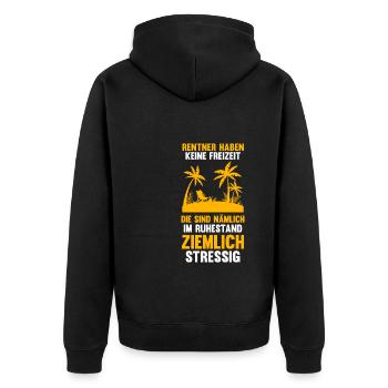 Rentner Rente Pensionierung Geschenk - Unisex Premium Bio Zip Hoodie - Schwarz - Hinten - Nico (187cm)