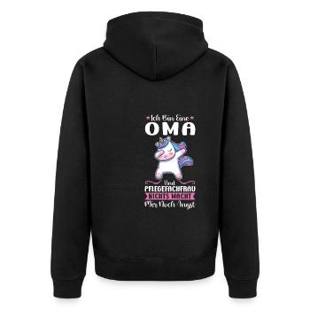 Krankenhaus Pflegefachfrau Pflegerin Geschenk - Unisex Premium Bio Zip Hoodie - Schwarz - Hinten - Nico (187cm)