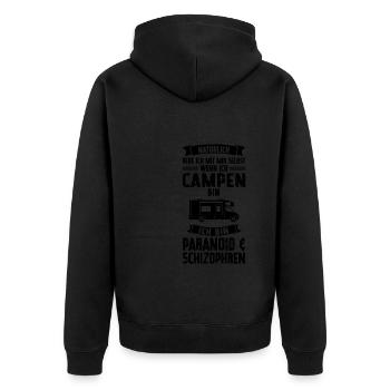 Campen Camping Camper Geschenk - Unisex Premium Bio Zip Hoodie - Schwarz - Hinten - Nico (187cm)