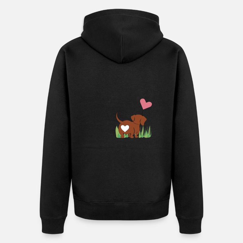 Teckel avec coeur - cadeau - idée cadeau - Veste à capuche bio Premium Unisexe - noir