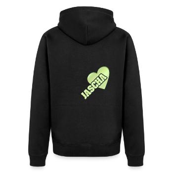 Gold Jascha - Unisex Premium Bio Zip Hoodie - Schwarz - Hinten - Nico (187cm)