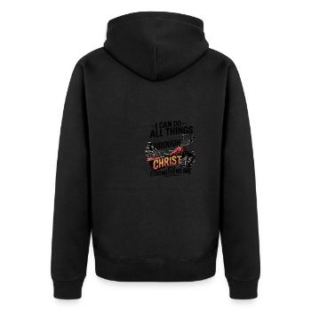 Christ strengthens me Philippians 4:13 - Unisex Premium Organic Zip Hoodie - black - Back - Nico (187cm)