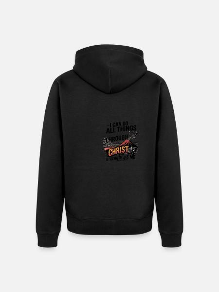Christ strengthens me Philippians 4:13 - Unisex Premium Organic Zip Hoodie - black