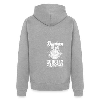 Denken Ist Wie Googlen Nur Krasser Gehirn Informat - Unisex Premium Bio Zip Hoodie - Grau meliert - Hinten - Nico (187cm)
