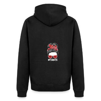 Akkordeonspieler Tante Akkordeon - Unisex Premium Bio Zip Hoodie - Schwarz - Hinten - Nico (187cm)