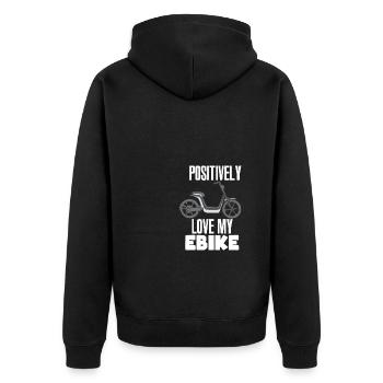 Positiv lieben mein eBike - Unisex Premium Bio Zip Hoodie - Schwarz - Hinten - Nico (187cm)