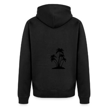 Palme Strand Urlaub - Unisex Premium Bio Zip Hoodie - Schwarz - Hinten - Nico (187cm)