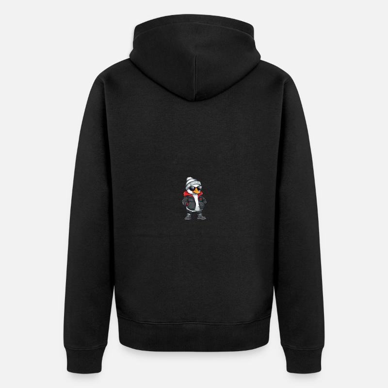 Gans Winter Comic - Unisex Premium Bio Zip Hoodie - Schwarz