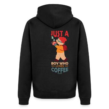Juste un garçon qui aime le café - Veste à capuche bio Premium Unisexe - noir - Dos - Nico (187cm)