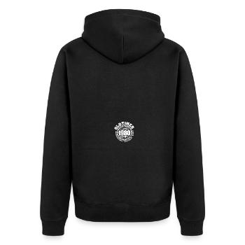 Jahr 1980 - Unisex Premium Bio Zip Hoodie - Schwarz - Hinten - Nico (187cm)