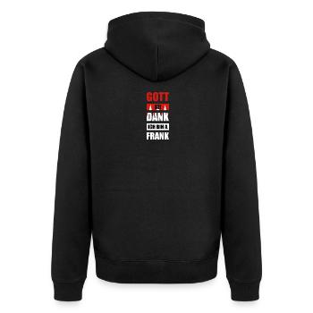 Franken Franke Fränkisch Dialekt Geschenk - Unisex Premium Bio Zip Hoodie - Schwarz - Hinten - Nico (187cm)
