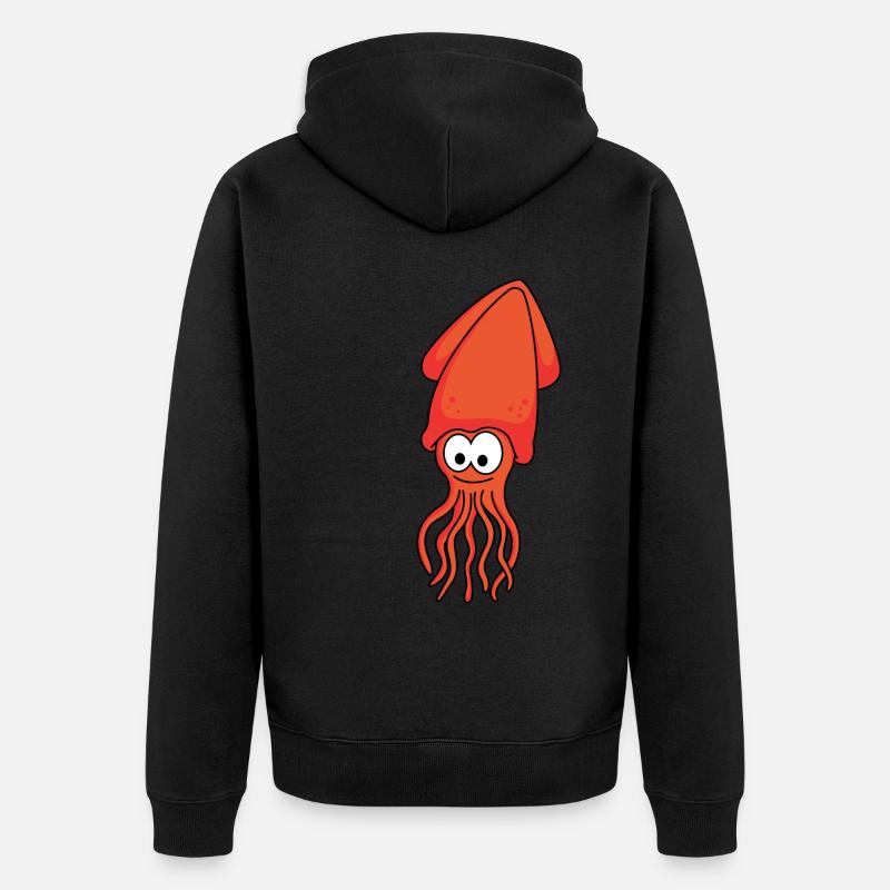 Squid Comic Animal - Veste à capuche bio Premium Unisexe - noir