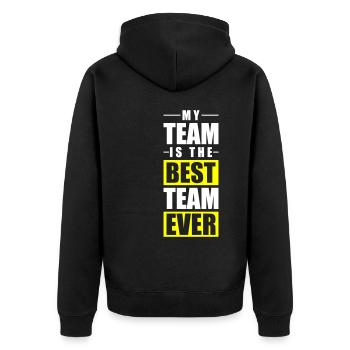 Citation de mon équipe - Veste à capuche bio Premium Unisexe - noir - Dos - Nico (187cm)